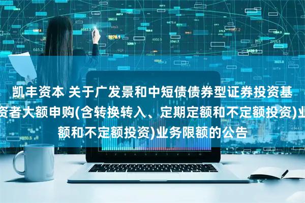 凯丰资本 关于广发景和中短债债券型证券投资基金调整机构投资者大额申购(含转换转入、定期定额和不定额投资)业务限额的公告